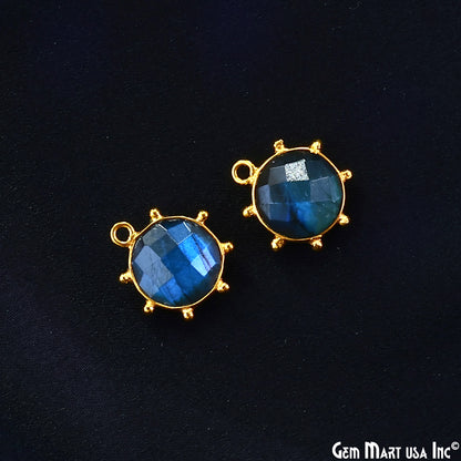 Round 17x15mm Design Bezel Gold Plated Single Bail Gemstone Connector