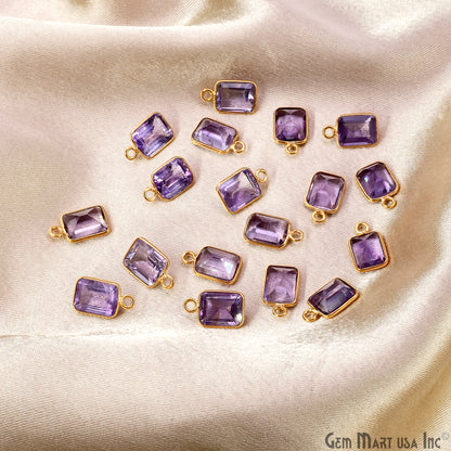 Amethyst Octagon 7x9mm Brilliant Cut Gold Plated Bezel Single Bail Gemstone Connector
