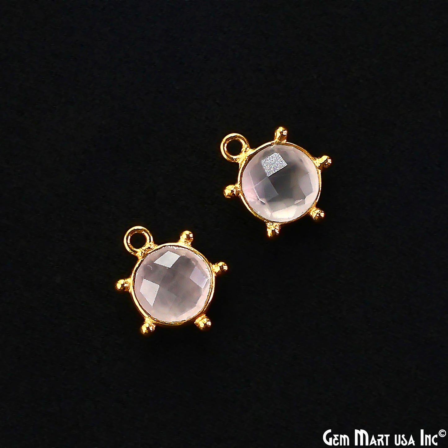 Round 13x11mm Design Bezel Gold Plated Single Bail Gemstone Connector