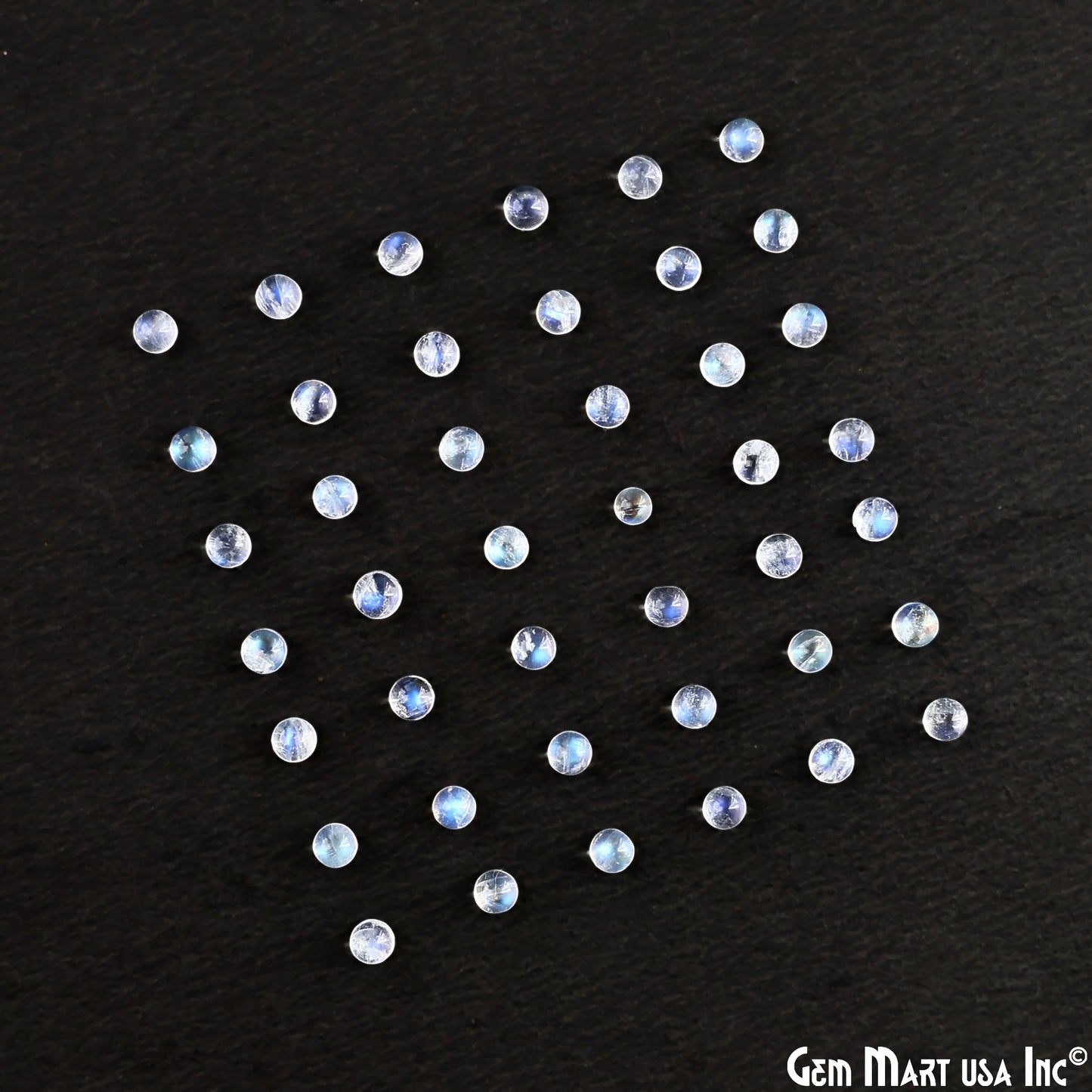 Rainbow Moonstone Wholesale Gemstones, 100% Natural Semi-Precious Gems, Rainbow Cabochons Loose Gems, 3mm, Round, 5 Carats