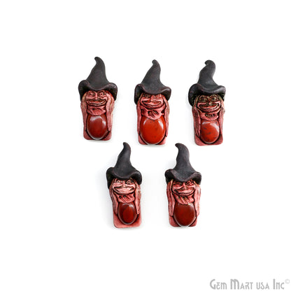 Merlin Elfin Red Jasper Crystal Pendant, Handmade Clay Artware, Crystal Figurine