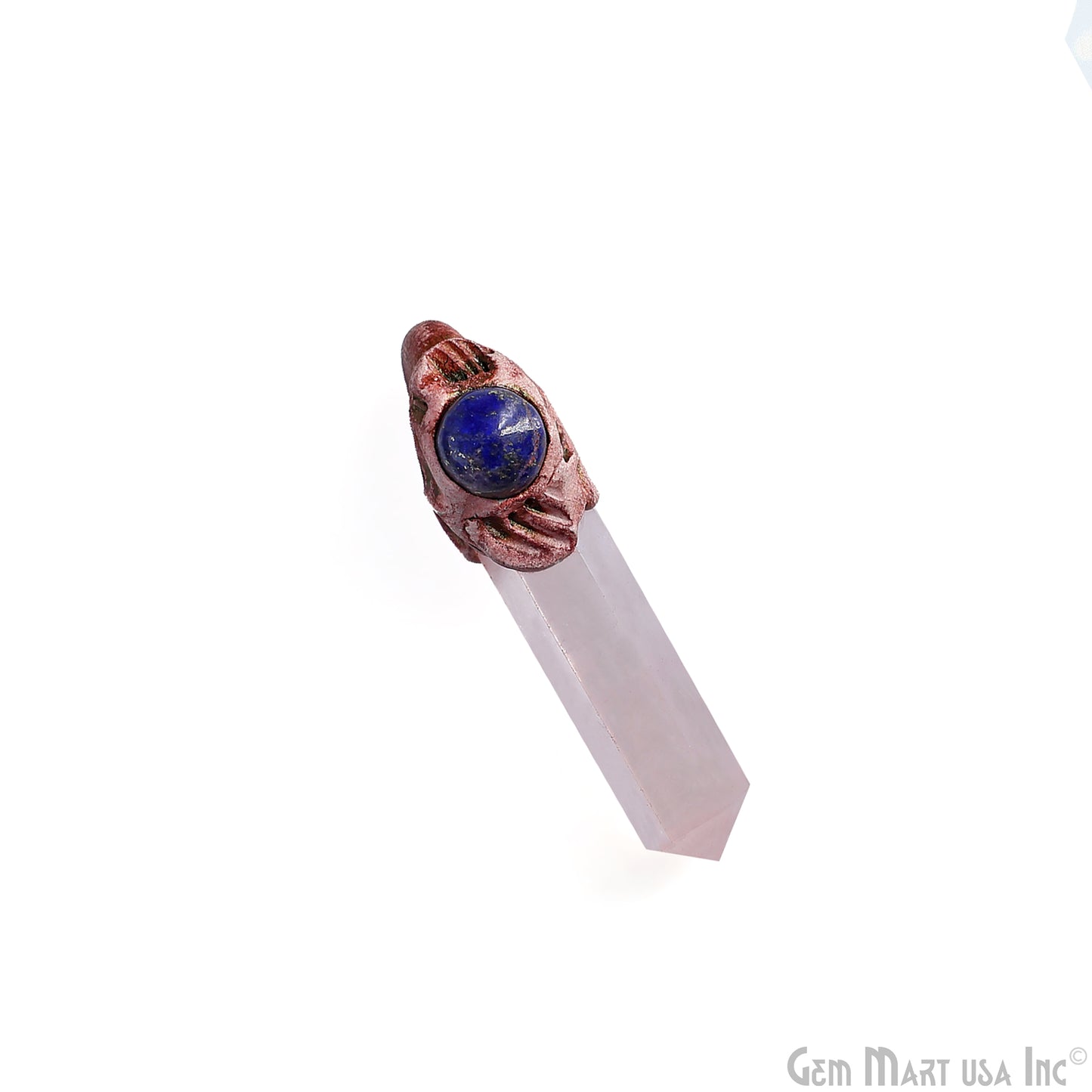 Rose Quartz with Lapis Polymer Clay Crystal Pendant, Dowsing Clay Single Bail Pendant