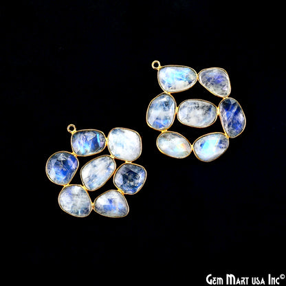 Rainbow Moonstone Gold Plated 37mm Dangle Finding Component