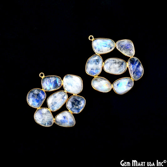 Rainbow Moonstone Gold Plated 37mm Dangle Finding Component