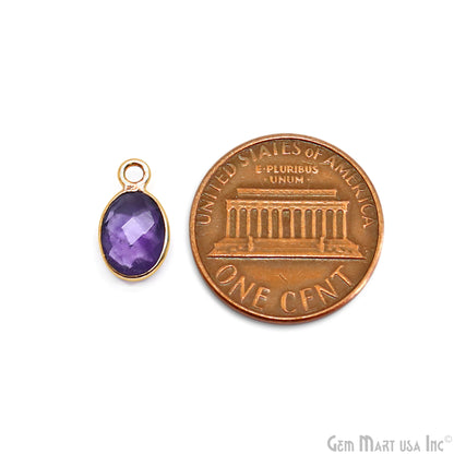 Oval 6x8mm Gold Bezel Single Bail Gemstone Connector