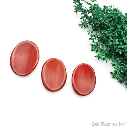 Red Jasper Oval Worry Stone - Natural Hand-Carved Thumb Gemstone