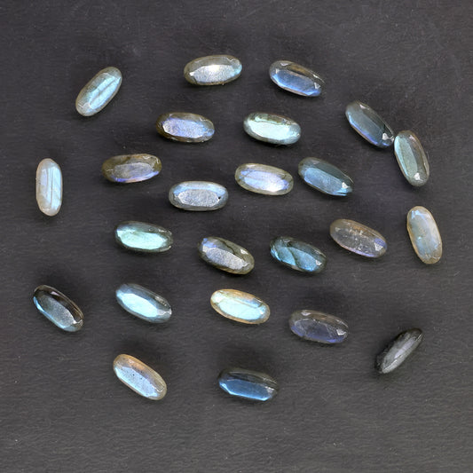 Labradorite Wholesale Gemstones, 100% Natural Semi-Precious Gems, Blue Flash Faceted Loose Gems, 12x6mm, Oval, 4PC Lot