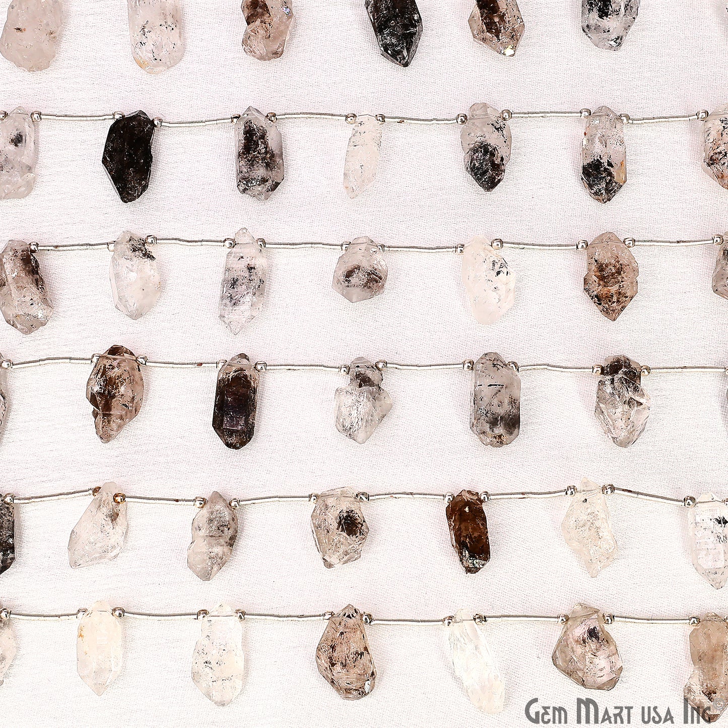 Herkimer Diamond Rough Beads, 9.5 Inch Gemstone Strands, Drilled Strung Briolette Beads, Free Form, 12x20mm