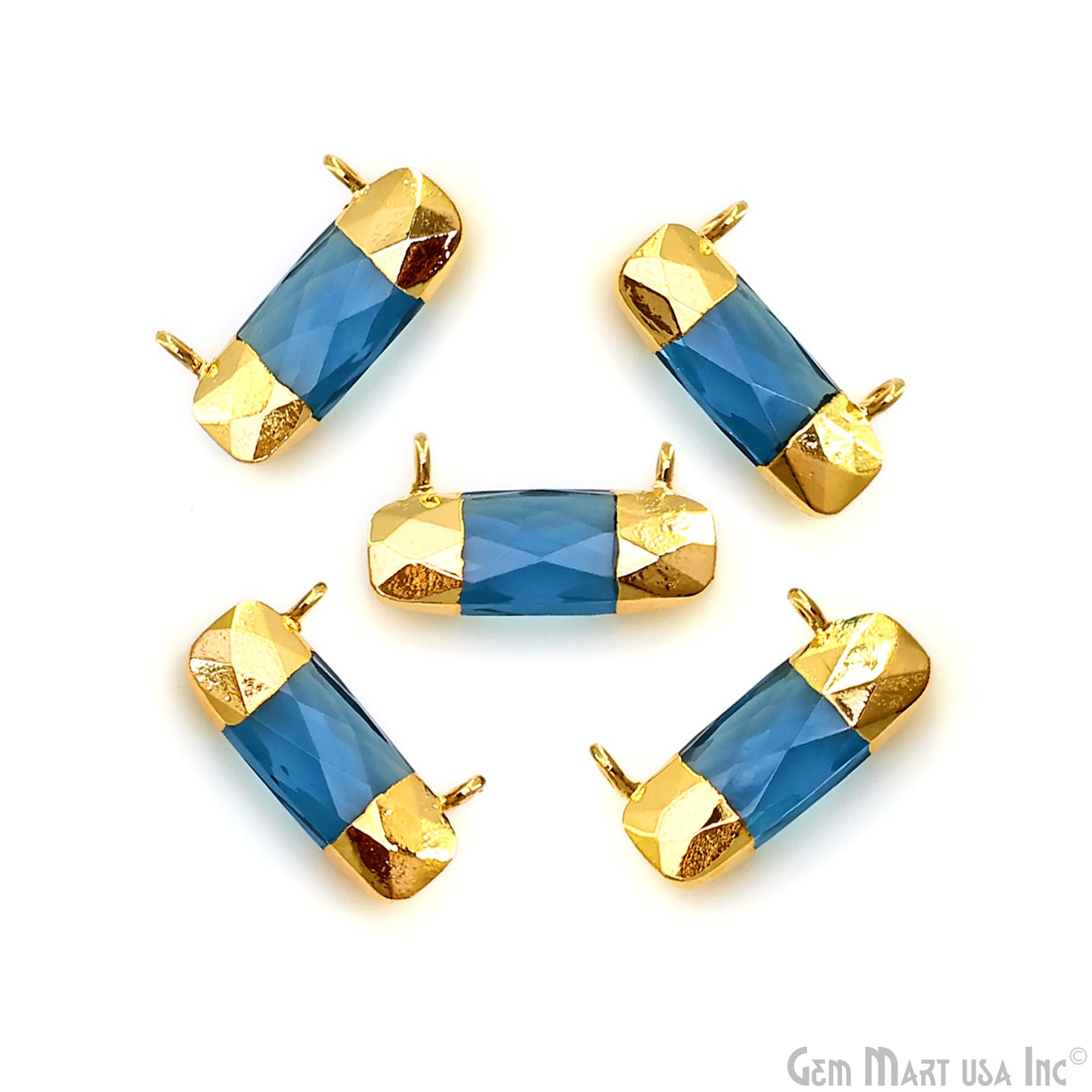 Iolite Rectangle 21x11mm Gold Electroplated Cat Bail Connector