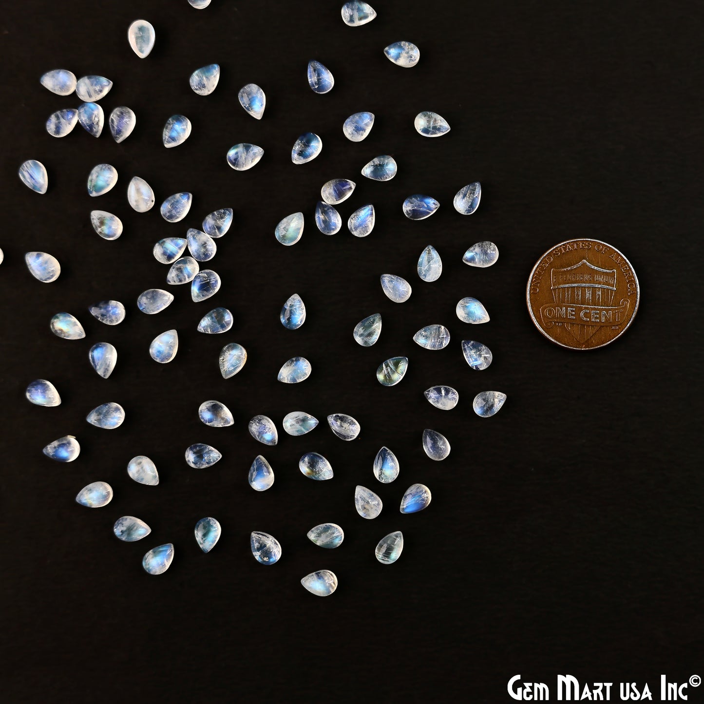 Rainbow Moonstone Pears Cabochon, 6x4mm, 5 Carats, 100% Natural Cabochon Loose Gems, Wholesale Gemstones