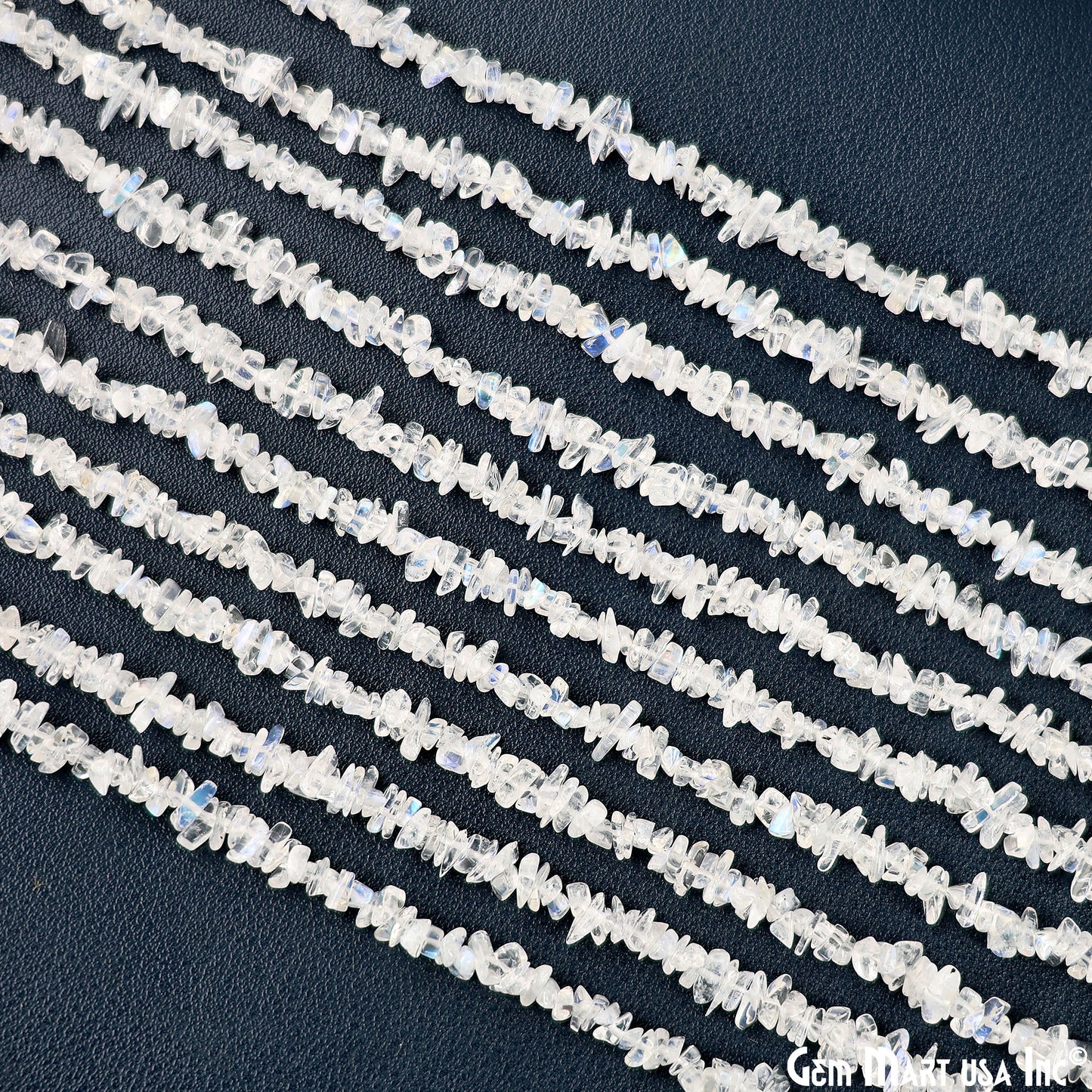 Rainbow Moonstone Chip Beads, 34 Inch, Natural Chip Strands, Drilled Strung Nugget Beads, 3-7mm, Polished, GemMartUSA (CHRM-70001)