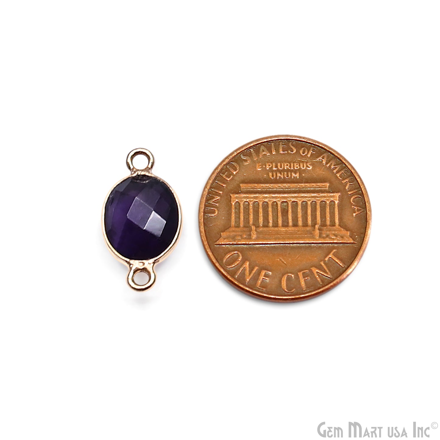 Oval 8x10mm Gold Bezel Double Bail Gemstone Connector