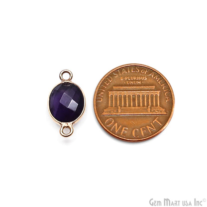 Oval 8x10mm Gold Bezel Double Bail Gemstone Connector