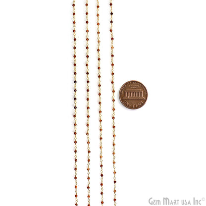 Citrine 2-2.5mm Tiny Beads Gold Wire Wrapped Rosary Chain