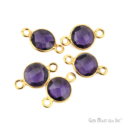 Round 7mm Double Bail Gold Plated Gemstone Bezel Connector