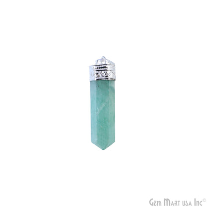 DIY Healing Gemstone 40x9mm Silver Pencil Point Ornate Pendant 1pc