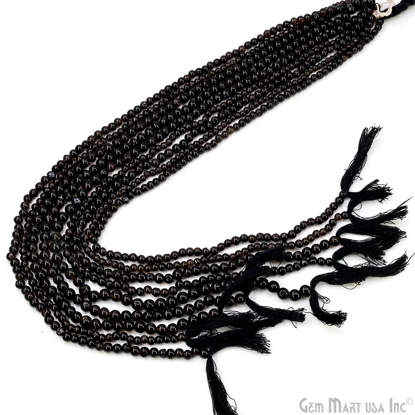 Black Spinel Smooth Round Drilled Beads 3-5mm Waist Beads, Rondelle Bead Strand 13 Inch