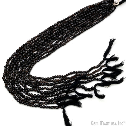 Black Spinel Smooth Round Drilled Beads 3-5mm Waist Beads, Rondelle Bead Strand 13 Inch