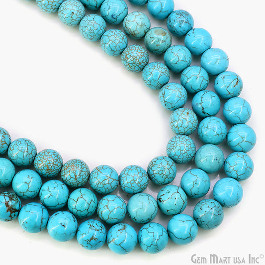Turquoise Smooth Round Drilled Beads 11-12mm Waist Beads, Rondelle Bead Strand 16 Inch, 1 Strand, GemMartUSA