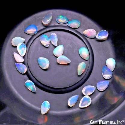 Ethiopian Opal Wholesale Gemstones, 100% Natural Precious Gems, Rainbow Faceted Loose Gems, 6x9mm, Pears, 4PC