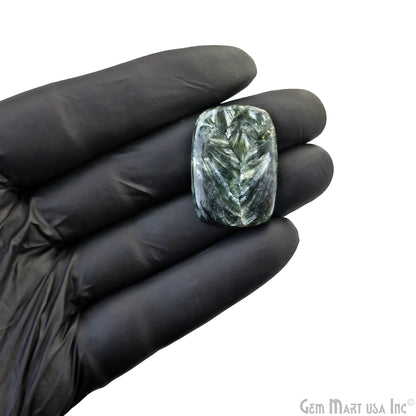 Natural Seraphinite Cab Striped Cabochon Gemstones, 1 pc