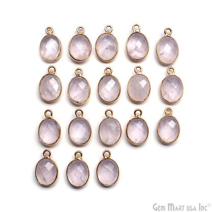 Oval 8x10mm Gold Bezel Single Bail Gemstone Connector