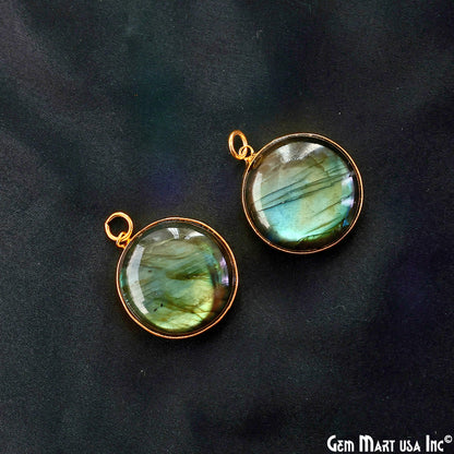 Round 30x26mm Cabochon Gold Plated Single Bail Gemstone Connector