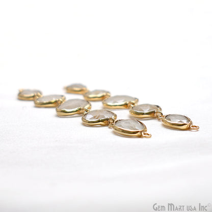 Golden Rutile Gemstone Bezel Component, Line Component, 24K Gold Plated, Double Bail 82x15mm, 1 Piece