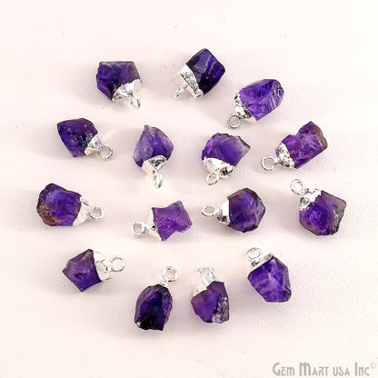 Rough Gemstone Silver Electroplated Single Bail Connector