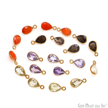 Pears 6x9mm Brilliant Cut Gold Plated Bezel Single Bail Gemstone Connector