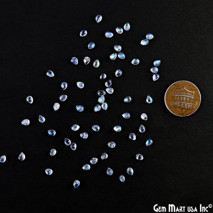 Rainbow Moonstone Wholesale Gemstones, 100% Natural Semi-Precious Gems, Rainbow Cabochons Loose Gems, 3x4mm, Pear, 5 Carats
