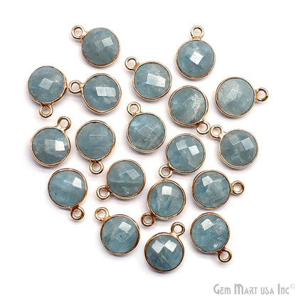 Round 8mm Single Bail Gold Plated Gemstone Bezel Connector