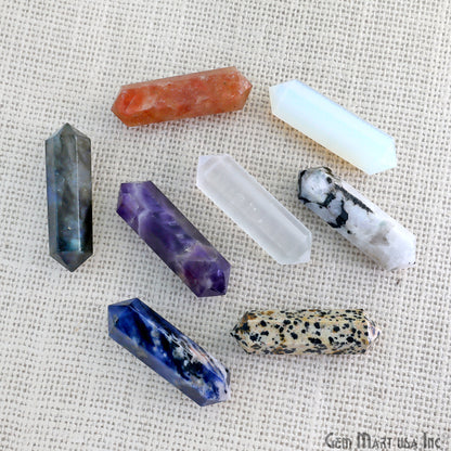 Gemstone Double Point Pendant 46x13mm Crystal Obelisk Healing Meditation Gemstones