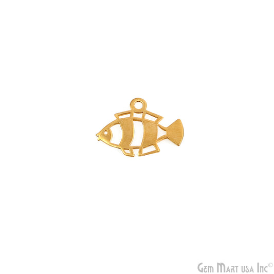 Fish Shape Charm Laser Finding Gold Plated Charm For Bracelets & Pendants