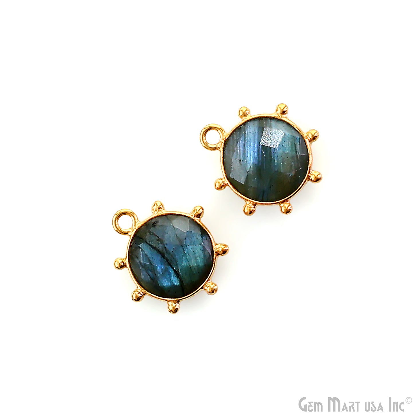Round 15x13mm Design Bezel Gold Plated Single Bail Gemstone Connector