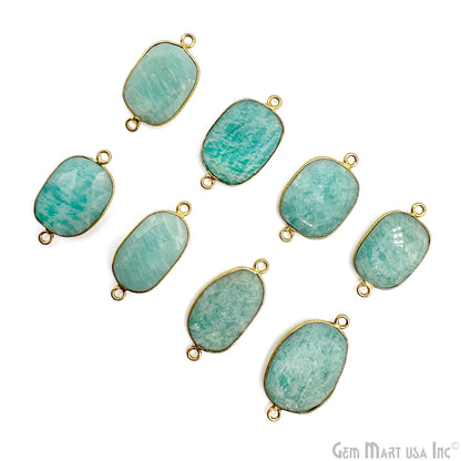 Amazonite Free Form Gold Plated Bezel Gemstone Connector 18mm Appx.