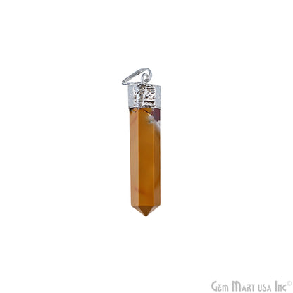 DIY Healing Gemstone 40x9mm Silver Pencil Point Ornate Pendant 1pc