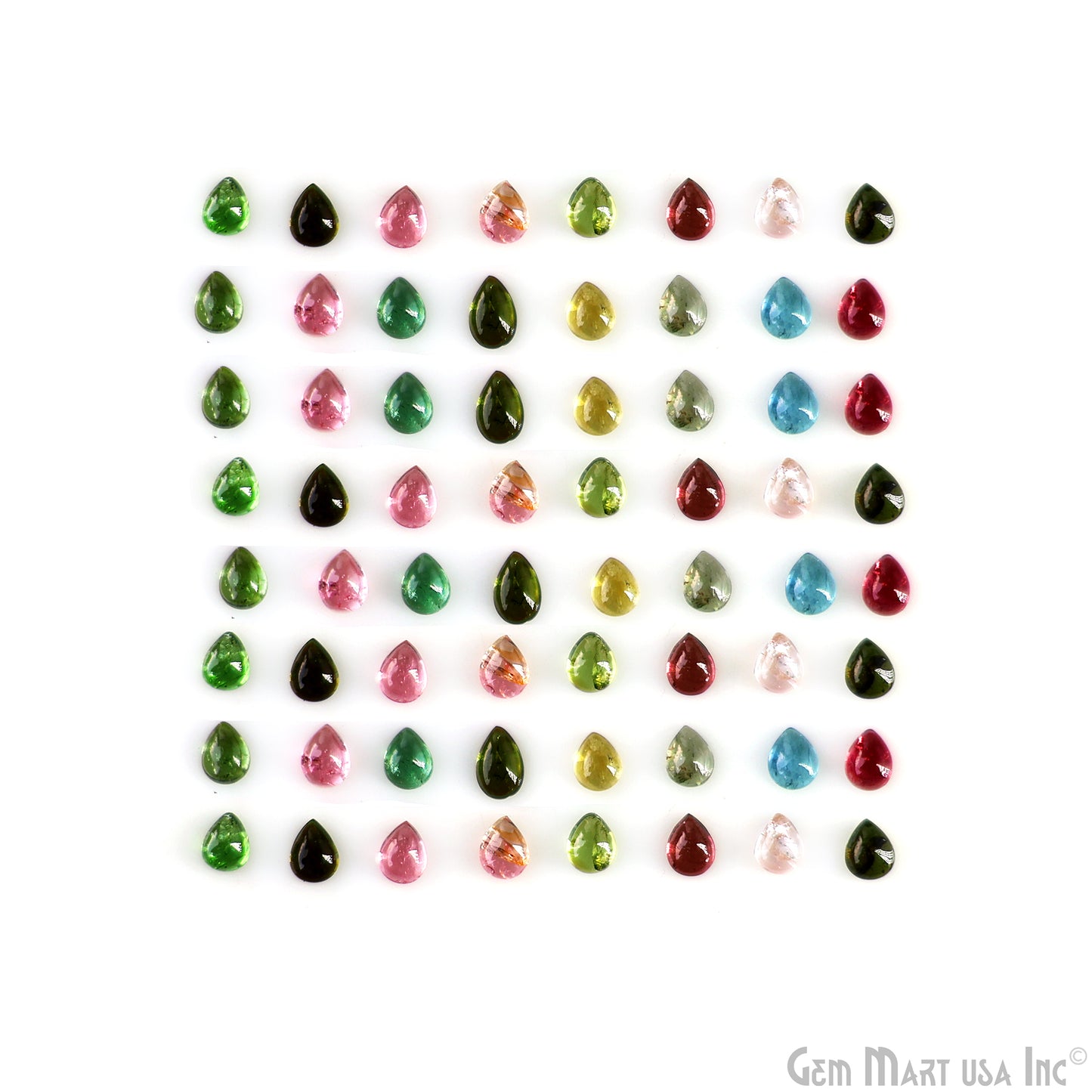 Multi Tourmaline Wholesale Gemstones, 100% Natural Semi-Precious Gems, Multi Color Cabochons Loose Gems, 4x5mm, Pear, 5 Carats