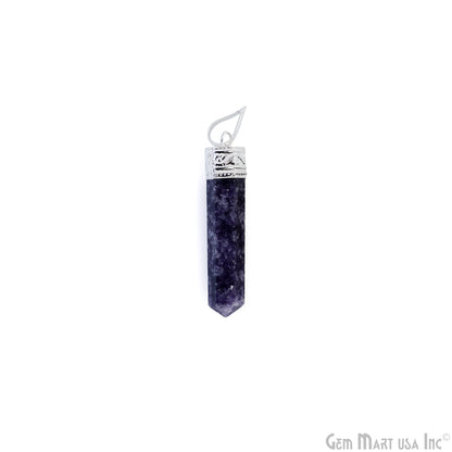 DIY Healing Gemstone 40x9mm Silver Pencil Point Ornate Pendant 1pc