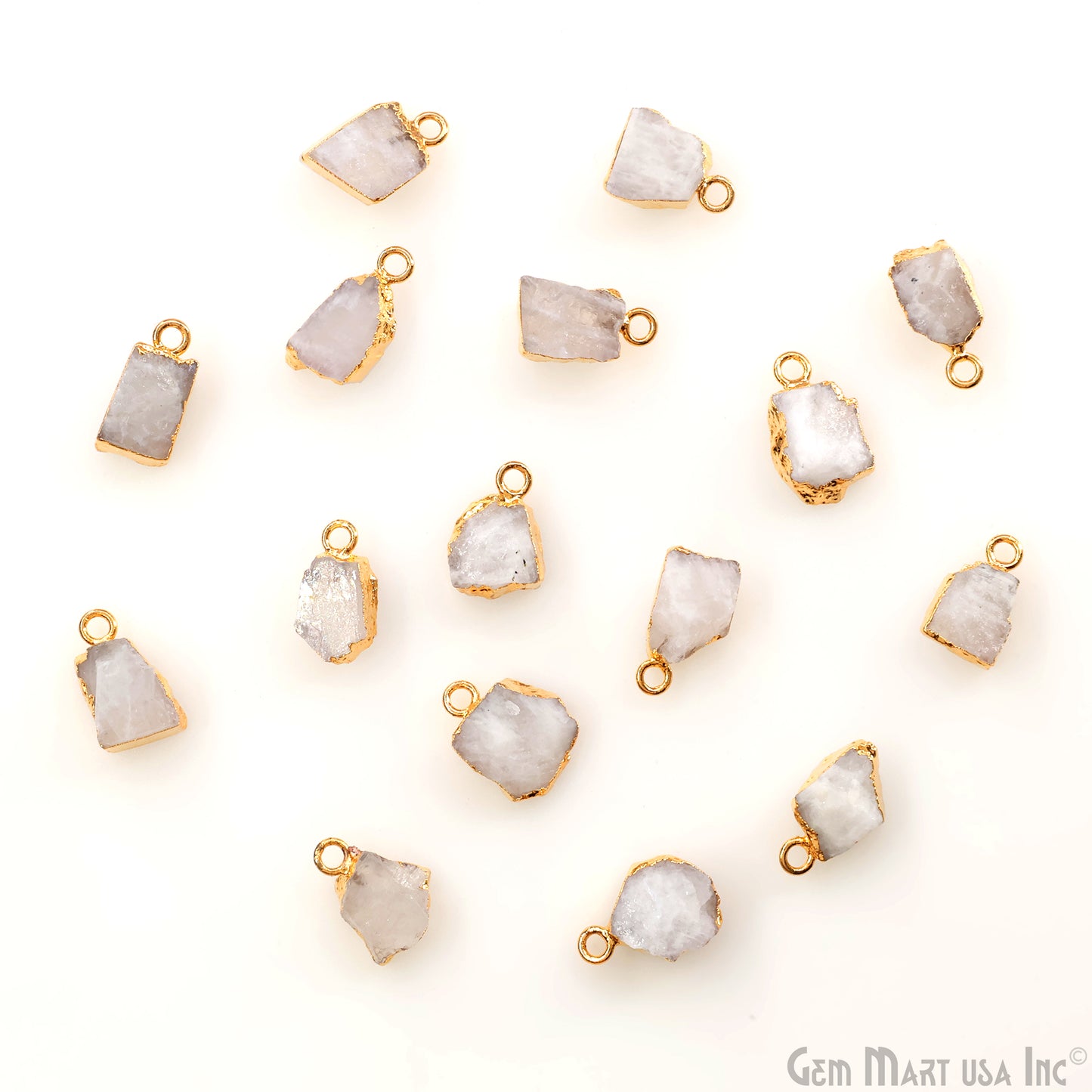 Organic Rough Gold Electroplated 13x7mm Single Bail Gemstone Charm Crystal Pendant