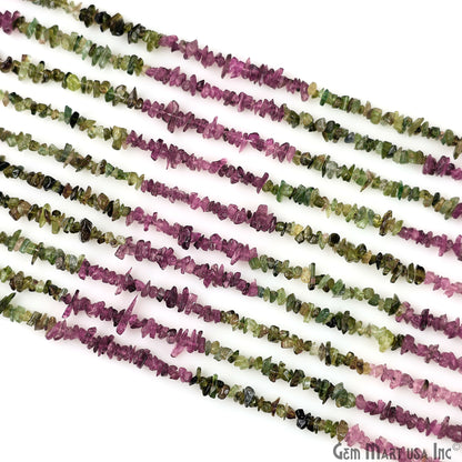 Multi Tourmaline Chip Beads, 34 Inch, Natural Chip Strands, Drilled Strung Nugget Beads, 3-7mm, Polished, GemMartUSA (CHMT-70001)