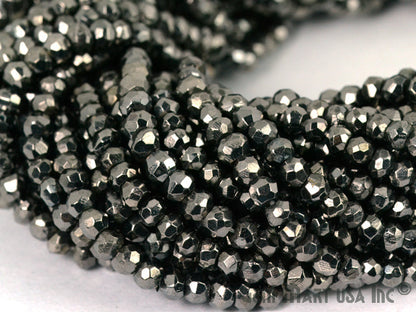 Gemstone Rondelle Bead Strands, Round Faceted, Polished Beads, Handmade Rondelle Beads, 12.5-inch, 3-4mm Round Strands for DIY Jewelry Making