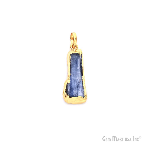 Kyanite Free Form 32x12mm Gold Electroplated Gemstone Single Bail Pendant