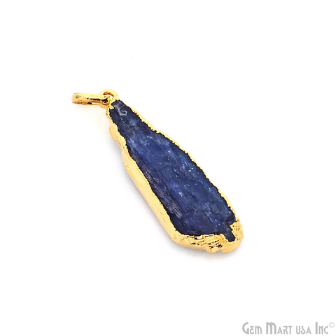 Kyanite Free Form 37x11mm Gold Electroplated Gemstone Single Bail Pendant