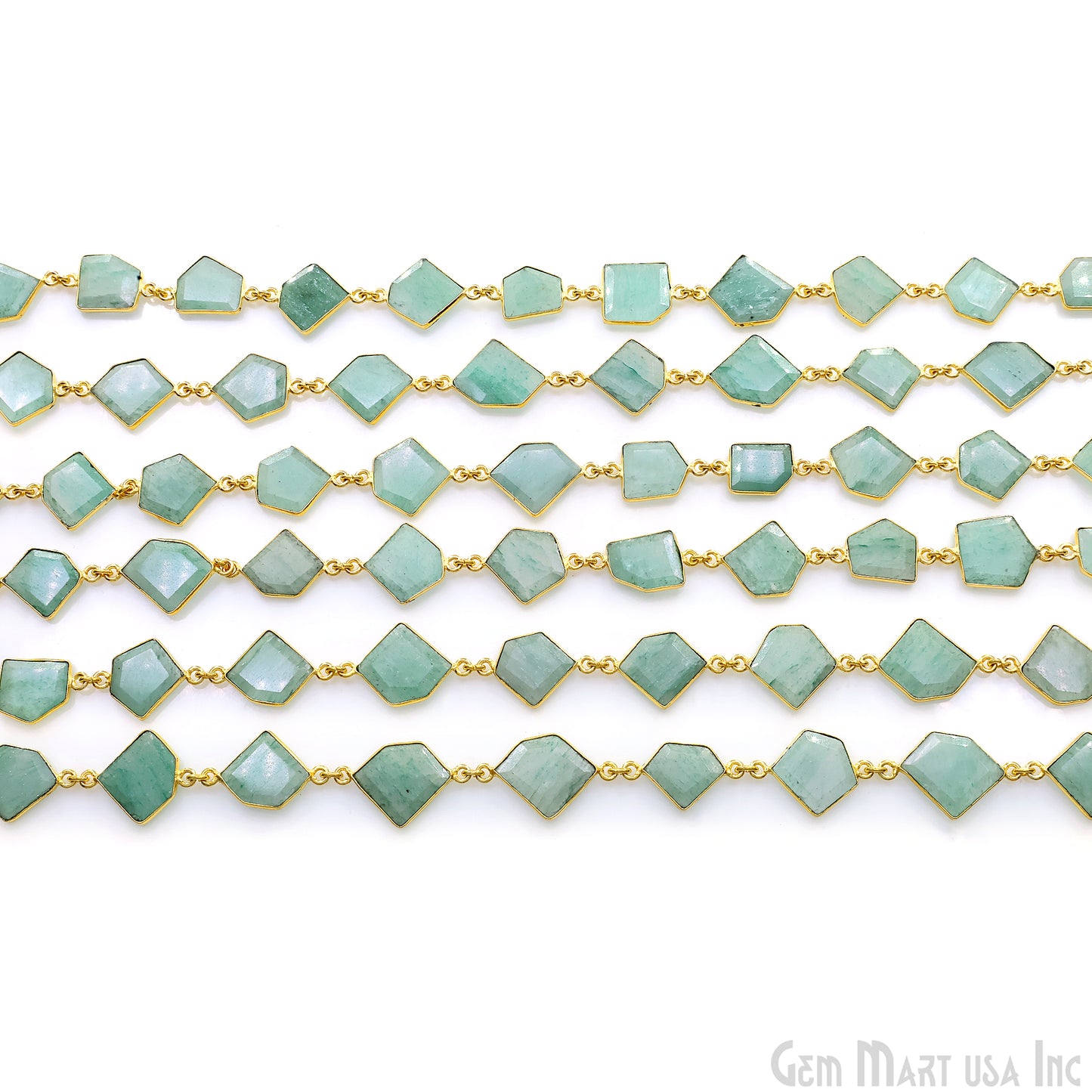 Aventurine 15mm Up Faceted Free Form Gold Plated Bezel Connector Link Chain