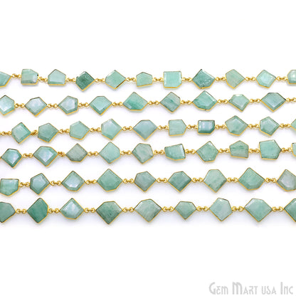 Aventurine 15mm Up Faceted Free Form Gold Plated Bezel Connector Link Chain