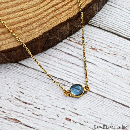 Cabochon 7mm Round Gold Plated Double Bail Gemstone Connector