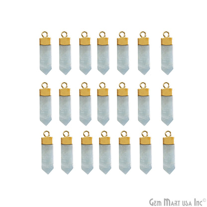 Pencil Point Rectangle Shape Gold Electroplated Single Bail 24x6mm Gemstone Connector