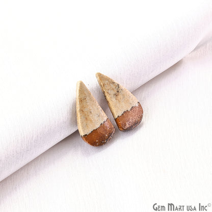 Picture Jasper Free Form Shape 25x10mm Loose Gemstone For Earring Pair