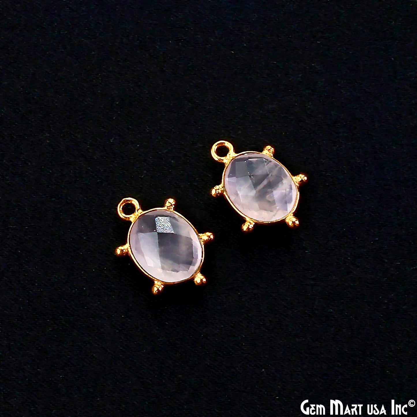 Oval 15x11mm Design Bezel Gold Plated Single Bail Gemstone Connector